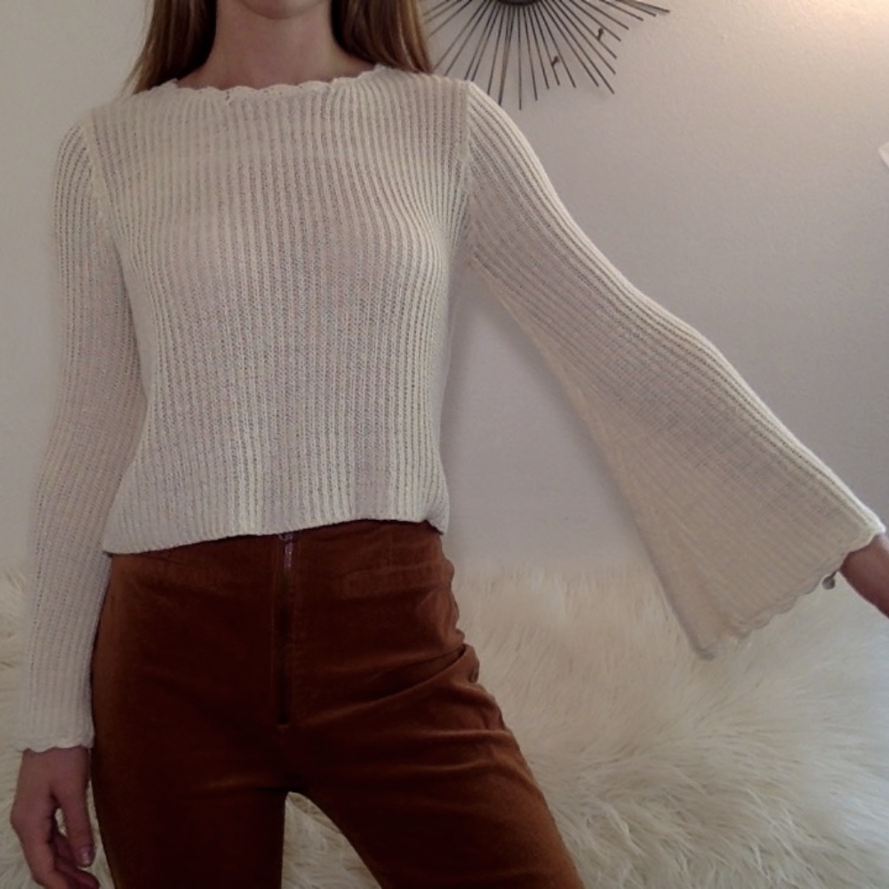 Cropped Bell Sleeve Sweater